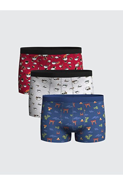 LC Waikiki Mavi Standart Kalıp Pamuklu Esnek Erkek Boxer 3'lü