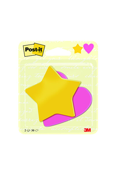 Post-it Post it Notlar Yıldız ve Kalp Şeklinde 2x30 yaprak 2030SHEU
