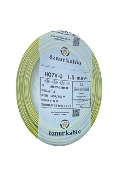 öznur kablo ÖZNUR 1.5mm NYA SARI Bakır Kablo (100M Fiyatıdır)