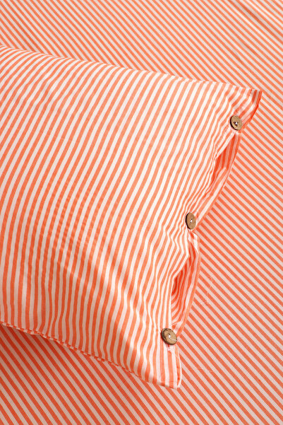 Larispera Double Fitted Sheet Set Cotton Yarn Dyed 180X200Cm Buttoned Pillowcase (50X70Cm2Pcs)