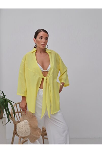 Paw Garage Γυναικείο λινό πουκάμισο με μονό κορδόνι παρέο