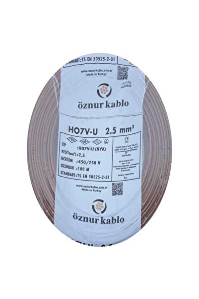 öznur kablo ÖZNUR 2.5mm NYA KAHVERENGİ yanmaz Bakır tesisat kablo (100M Fiyat)