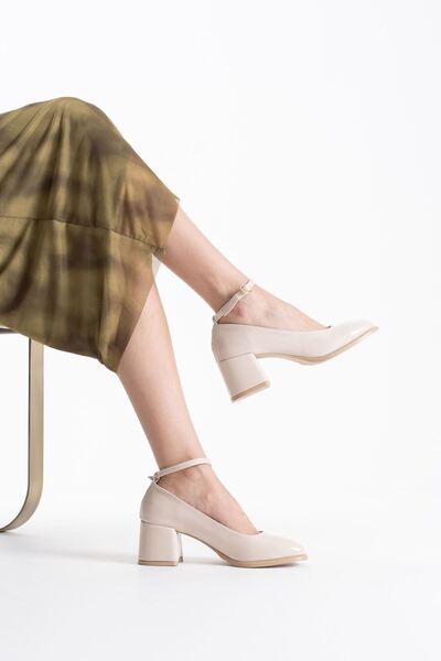 Zerenyus Sansa Premium Beige Patent Leather Women's Heeled Shoes