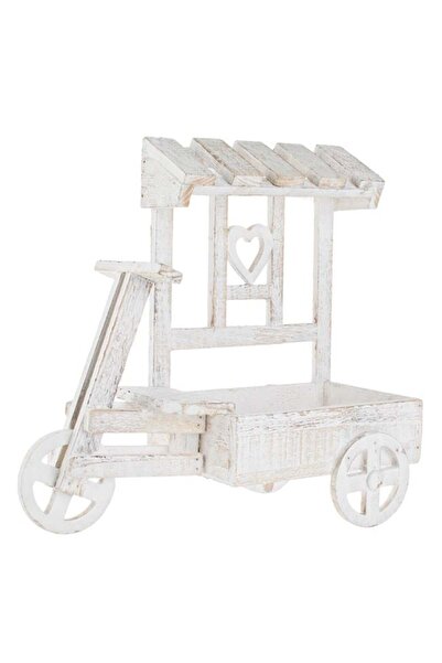 TOPI TOY Decoratiune din lemn alb “brushed”, 38 × 16 × 36 cm