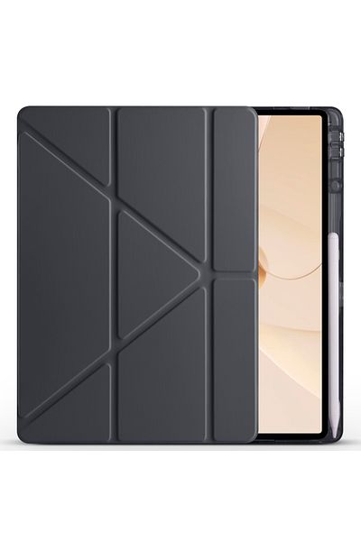HTstore حافظة هواوي متوافقة مع Matepad 12X حافظة Zore ثلاثية الطي مع حامل ومقصورة قلم - أسود