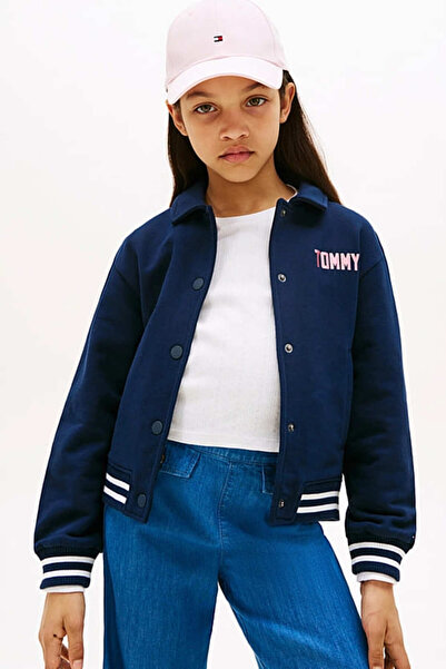 Tommy Hilfiger Kız Çocuk Kolej Yaka Bomber Sweatshirt - Lacivert