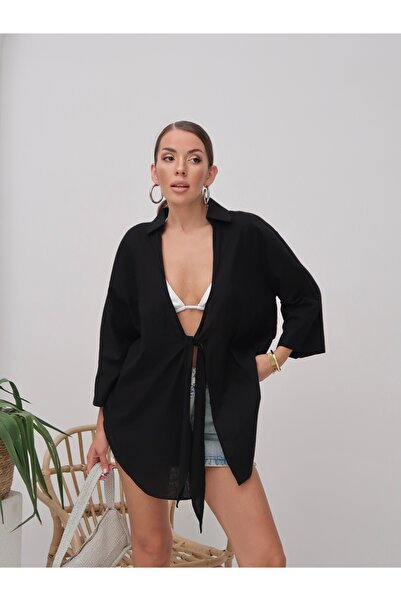 Paw Garage Γυναικείο λινό πουκάμισο με μονό κορδόνι παρέο