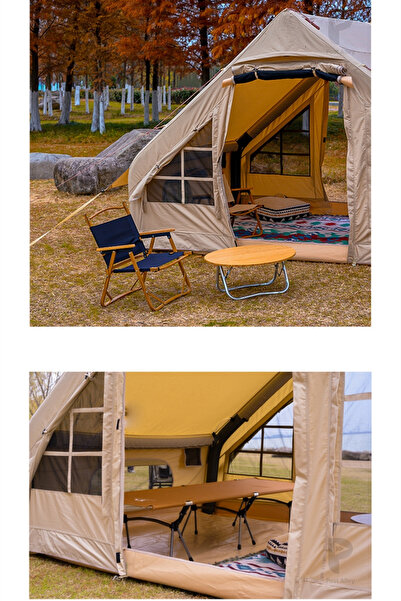 post alley 6 Kişilik Su Geçirmez 4 Mevsim Şişme Sobalı Kamp Çadırı 420D Oxford Kumaş (210 x 300 x 190 cm )