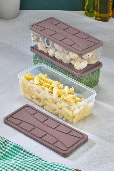 NY HOME Storage Container 3 Pcs 2000 ml Brown
