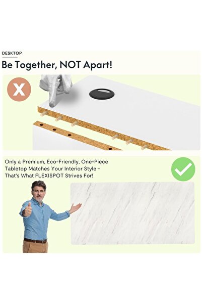 Mahmayi Flexispot Electric Standing Desk, 122 x 65cm Adjustable Height Desk - Levanto Marble