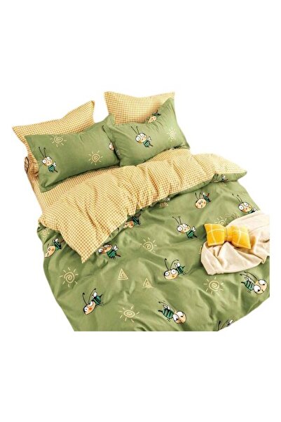 OEM Elegant Single Bed Set for 1 Person, 4 Pieces, Cotton Finet, Multicolor, H47