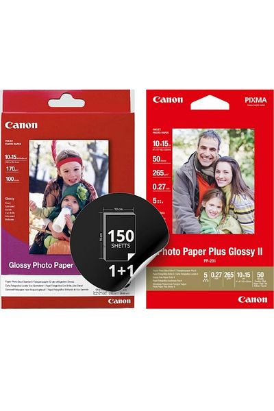 Canon Pachet foto mixt cu cerneală lucioasă Pixma Photo Plus Glossy II + Everyday Use Glossy 10x15cm, 150 de colțuri