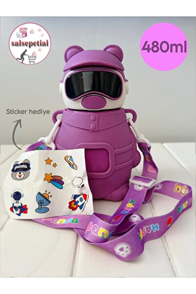 Salsepetial Astronot Panda Çelik Termos 480 Ml Sevimli Ayıcık Çelik Matara Pi...