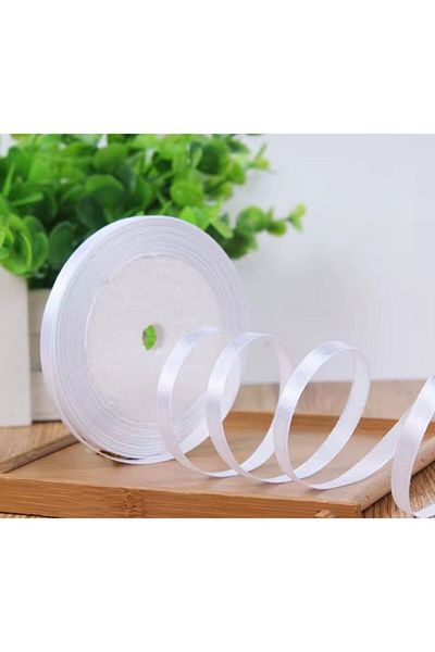 PartAntalya White Satin Ribbon 1 cm 25 Yard -23 Yards Jewelry Ribbon, Wide Satin, Bundle-Embellishment-Decor Ribbons