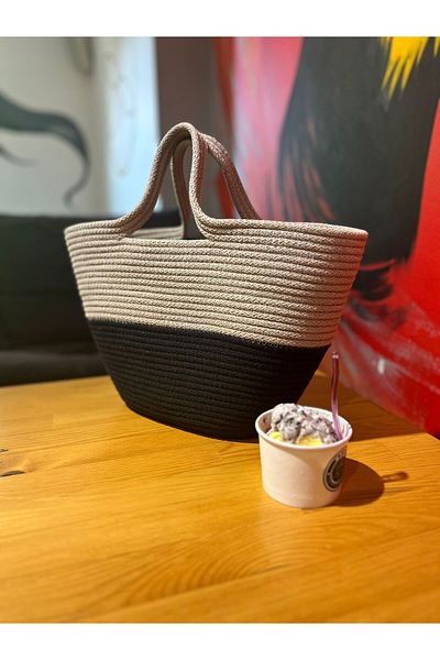 Patiska Tasarım Handmade 30X40 cm Jute Cotton Bag, Hand Bag, Beach Bag