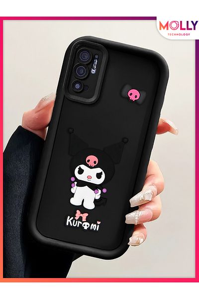 Molly حافظة سيليكون Kawaii Kuromi ذات حواف سوداء سميكة ثلاثية الأبعاد لهاتف Xiaomi REDMI Note 10 5G