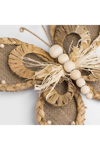 TOPI TOY Accesoriu decorativ, suspendabil, din iuta cu paie si margele, 29 × 22 cm