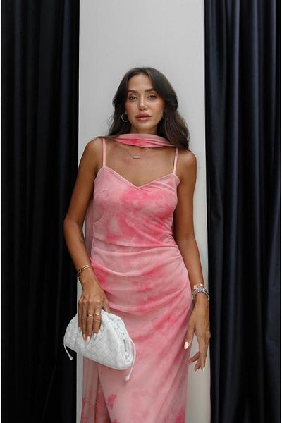 Havoş Pink Shawl Lined Tulle Dress