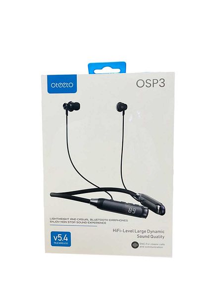 OTEETO OSP3 Neckband Bluetooth Headphones with Charging Indicator Display Bluetooth 5.4 Inch Black