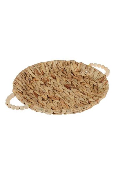 TOPI TOY Accesoriu decorativ, platou ornamental, rotund, cu manere si margele, diametru 33 cm