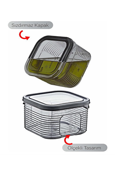 İ&A HOME Breakfast Set with Lid and Compartments Anthracite 2.30 Lt + 0.25 Lt*6 (6+1)