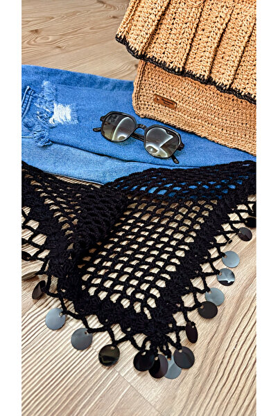 ipeklife Black Sequined Bandana