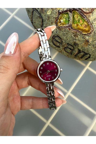 TD TRENDDURAGI Round Silver Inside Burgundy Women Wrist Watch