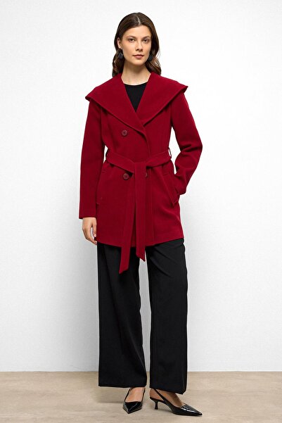 Olcay Zweireihiger Kurzmantel mit Kapuze ROT 3103