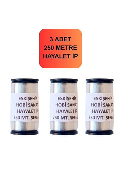 Eskişehir hobi sanat 3 Pieces 250 Meters Ghost Rope 0.10 mm Fishing Line Transparent (Total 750 Meters)