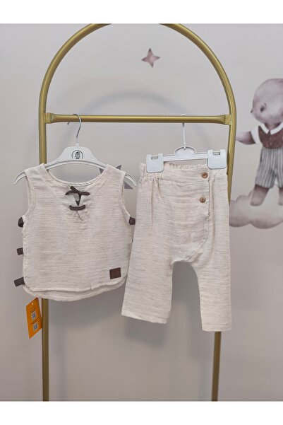 kidsense Boy's Side Stripe Detailed Linen Muslin Suit