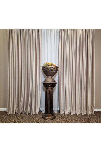 Mastel Set of 2 luxury light cream velvet curtains with white veil curtain