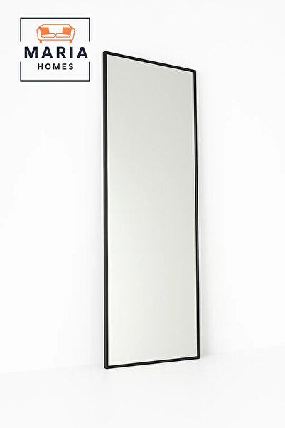 MARIA HOMES مرآة مستطيلة كاملة الطول بإطار أسود رفيع - مقاس 140*70 سم