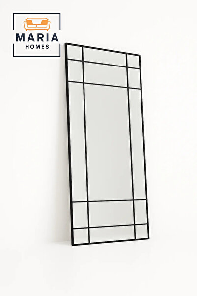 MARIA HOMES مرآة هندسية كاملة الطول بإطار معدني أسود - مقاس 180*90 سم