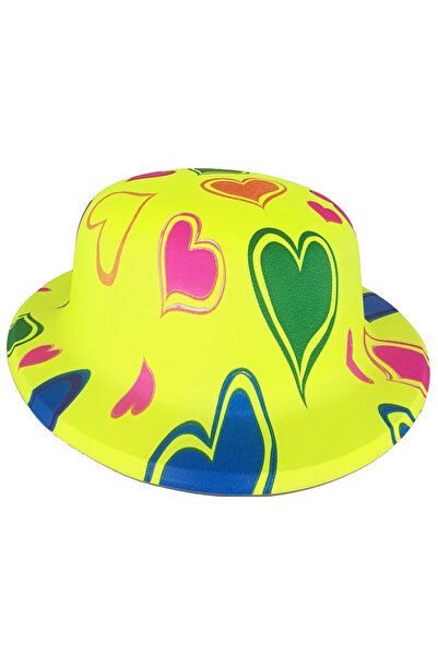 lowell home Pălărie de petrecere cu lumină UV cu model neon din plastic galben 1 buc