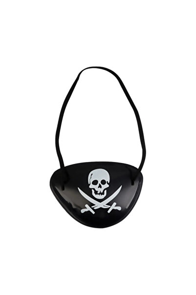 Store Mască pentru ochi de pirat din plastic imprimat cu craniu de culoare neagră