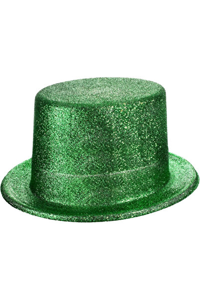 lowell home Pălărie de petrecere Fedora Cilindru cu sclipici de culoare verde