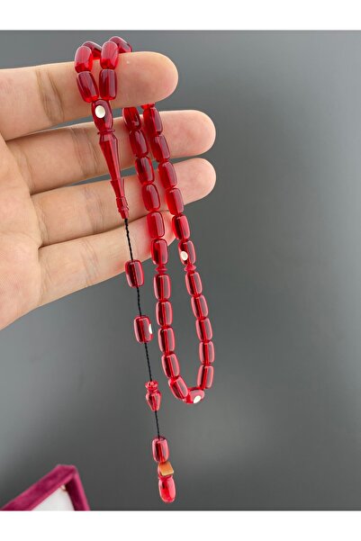 Tesbih Store Ömer Daş Special Boxed Patinated Dice Amber 7X10 mm