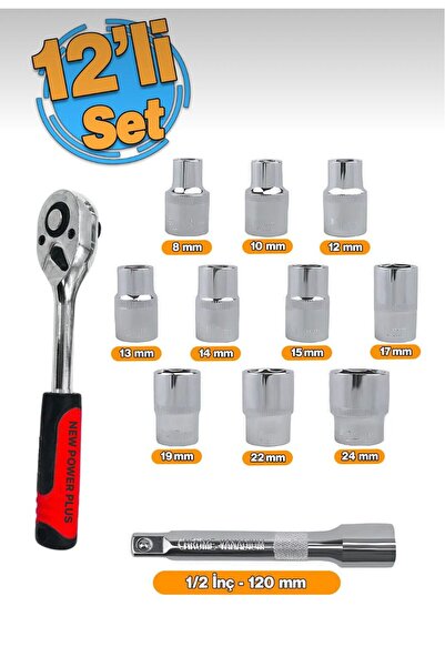 new power plus New Lokma Anahtar Takımı 12'li Set 8-10-12-13-14-15-17-19-22-2...