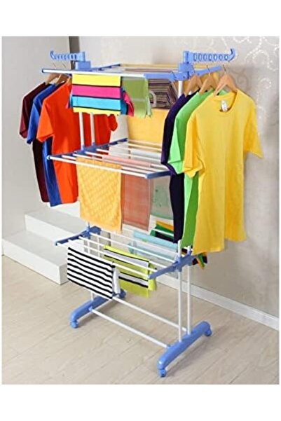 Twinkle Mart Steel Full Size Heavy Duty Double Pole 3 Layer Cloth Drying Stan...