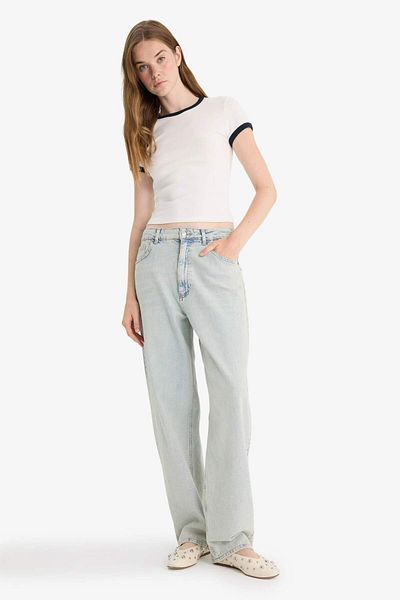 DeFacto Fitted Crew Neck Rib Short Sleeve T-Shirt F9823Ax25Au