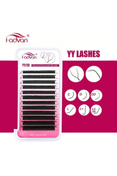 Choice3 mix812 0.07mm LU FADVAN L+/LU(M)/C/D/L/DD Curl YY Shaped 2D Faux Mink Lashes Double Tips Hand-make E