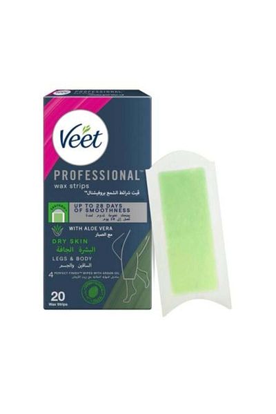 Veet شرائح جل الشمع لإزالة الشعر بخلاصة الصبار للبشرة الجافة - ٢٠ شريحة