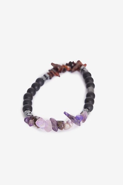 ALTINYILDIZ CLASSICS Men's Black-Brown Natural Stone Bead Bracelet