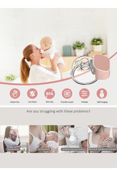Yelajoy Wearable Electric Breast Pump,Low Noise,Rechargeable, Leak-Proof, for Feeding Mothers