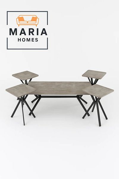 MARIA HOMES طقم طاولة قهوة مستديرة بقاعدة متعرجة فريدة