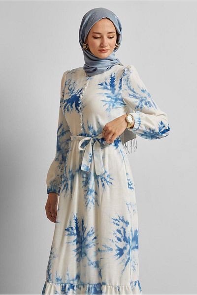 Alvina Belted Patterned Dress 45725