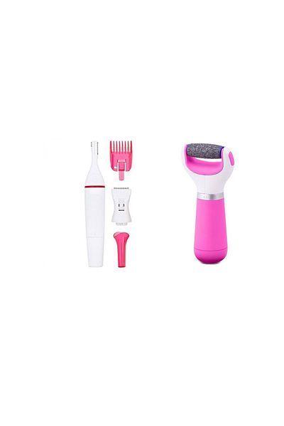 MANEGO ONLINE SALES Pachet Pilă electrică reîncărcabilă pentru călcâie, 2 viteze + Epilator Sensitive Trimmer + Portofel negru cadou