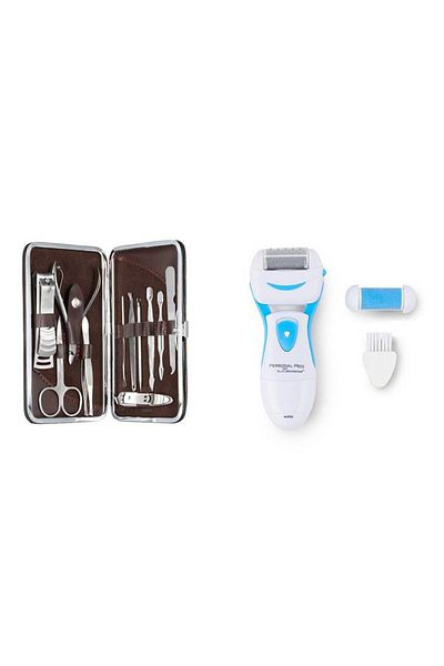 MANEGO ONLINE SALES Kit manichiură și pedichiură cu 11 piese + pilă electrică pentru picioare și călcâie Pedi MAN-0192