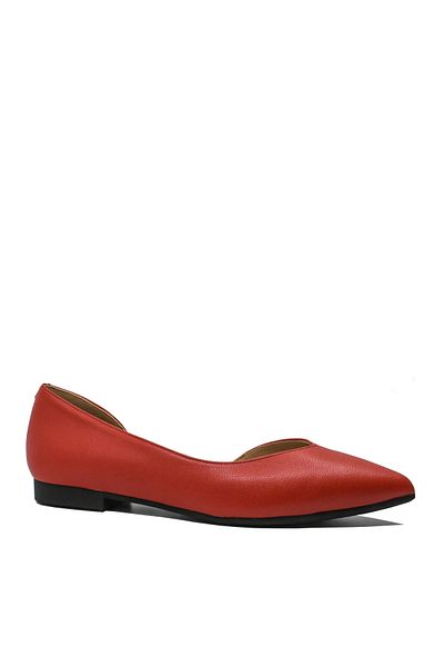 PASS Collection Red Leather Flats with Cutouts
