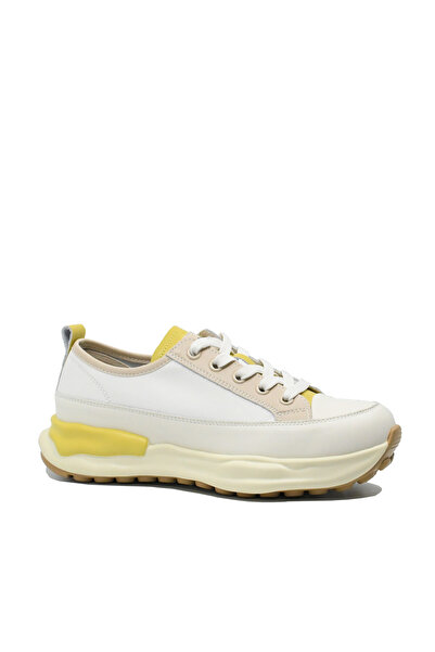 PASS Collection Pantofi sport Pass Collection bej cu detalii galbene din piel...